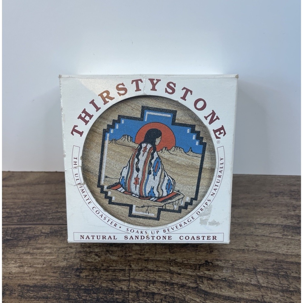 Thirstystone Natural Solid Sandstone Set Of 4 Coasters Native American Indian